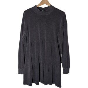 Wild Fable Tiered Tunic Dress Womens Small Sweatshirt Comfy Black Long Sleeve